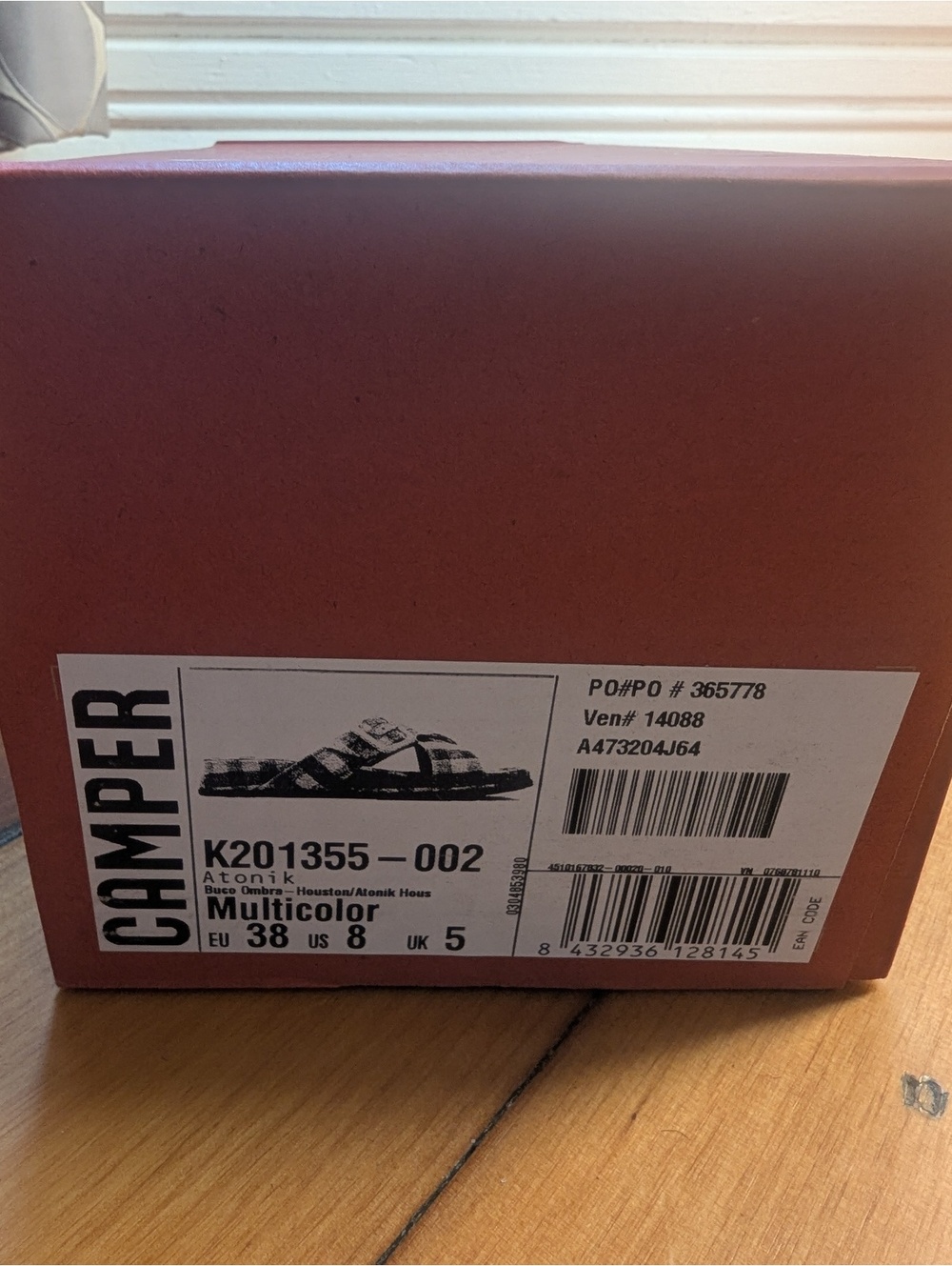NIB CAMPER NAVY AND WHITE GINGHAM ATONIK CROSS STRAP SANDALS SIZE 8  RUNS SMALL - Picture 9 of 9